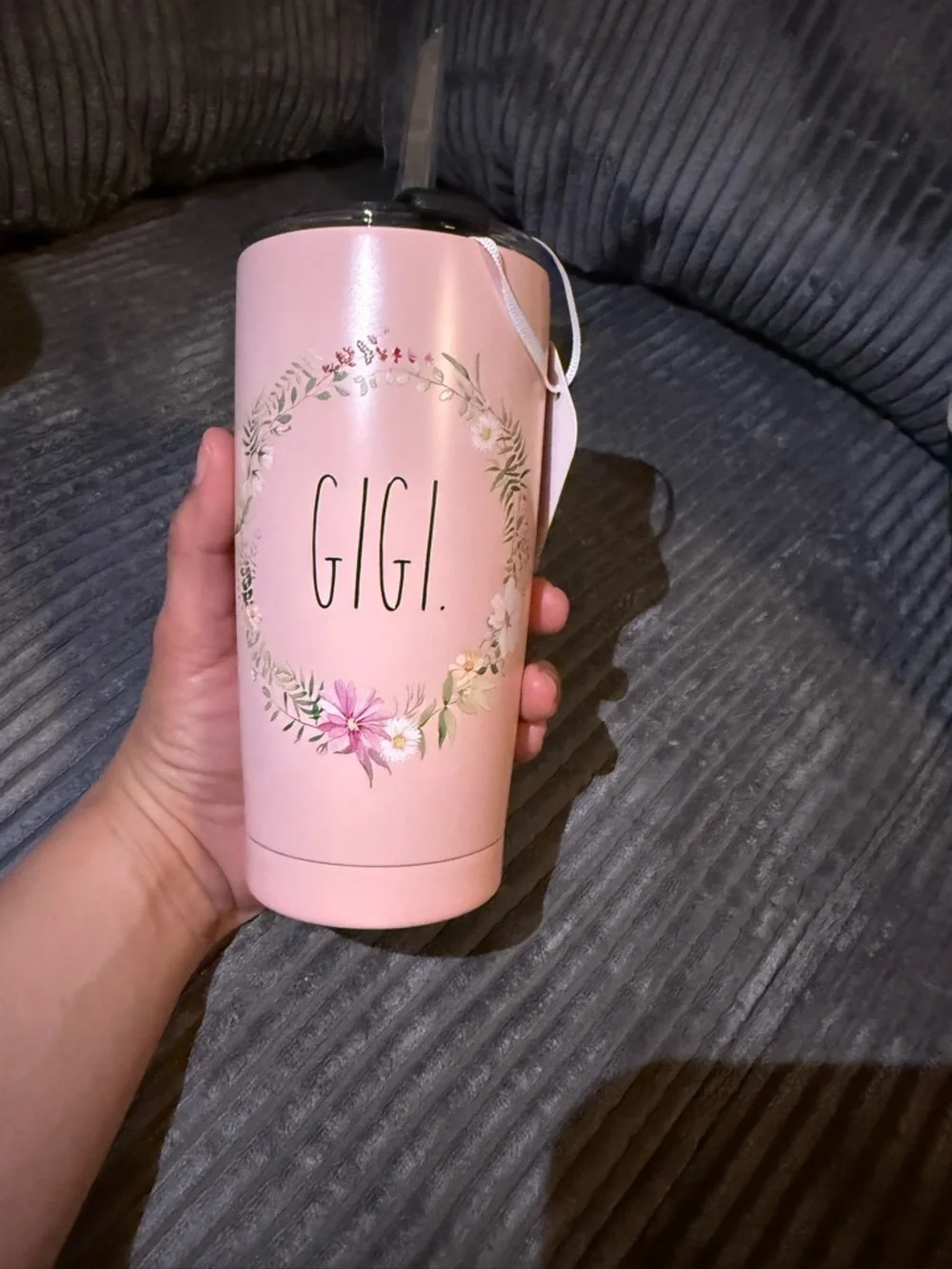 Rae Dunn Pink GIGI Flower Wreath Tumbler